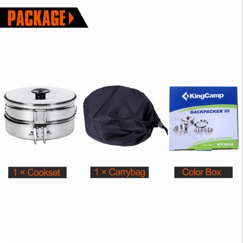 Kingcamp KP3914 Backpacker III Stainless Steel Cooking Pot Silver
