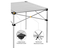 KINGCAMP KC3961 FOLDING TABLE ALUMINUM ROLL UP TOP COLLAPSIBLE