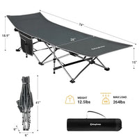 KINGCAMP KC2026 OAK C10 COT OVERSIZED HEAVY DUTY BLACK GREY