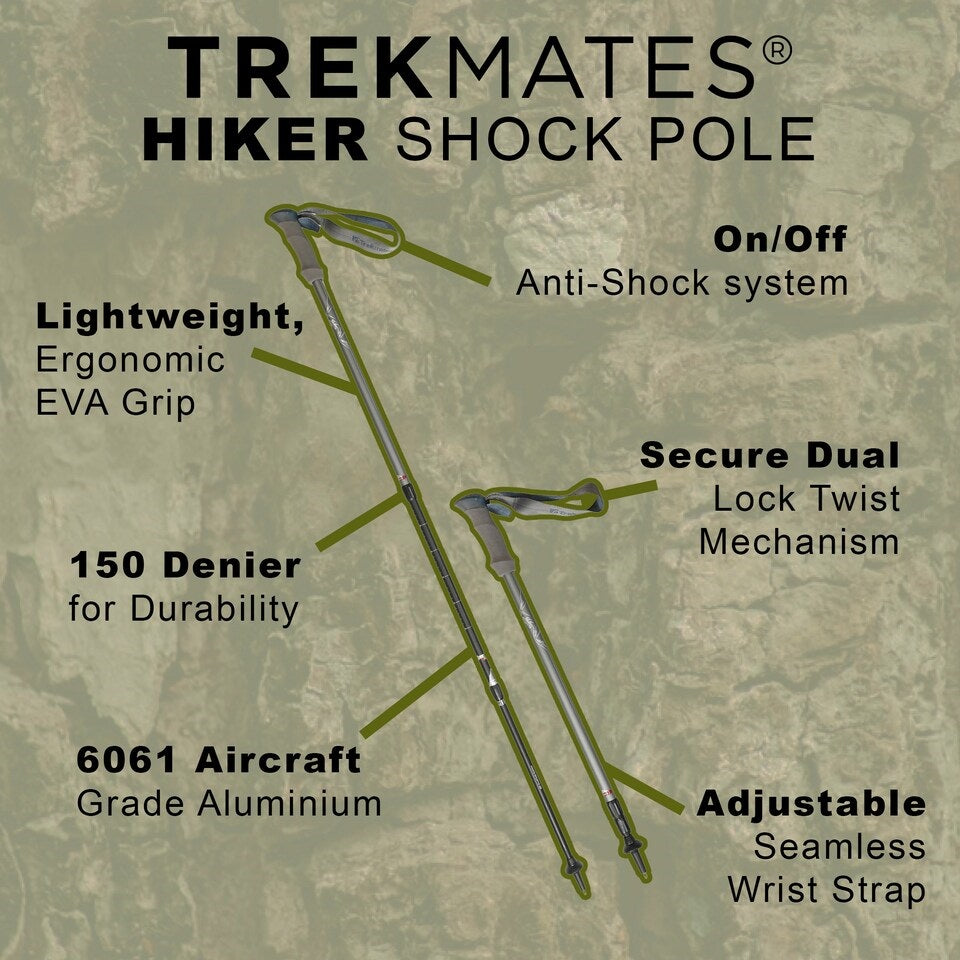 Trekmates Hiker Shock Walking Pole Adjustable AntiShock Black