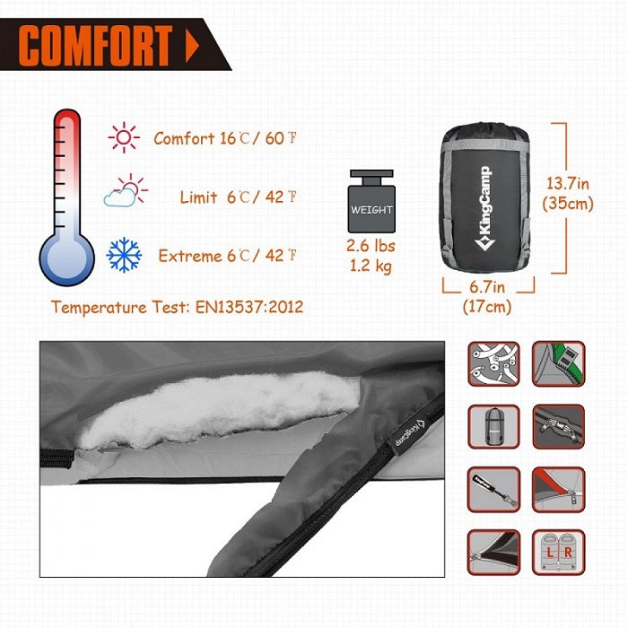 Kingcamp KS8014R OASIS 200 Sleeping Bag Grey